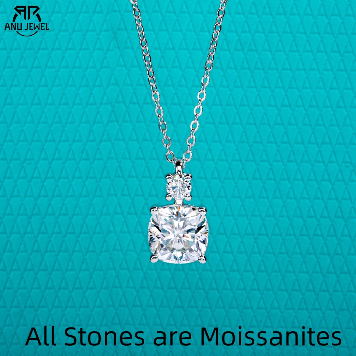 Ansi Chain - AnuJewel 2ct/2.5ct 쿠션 컷 Moissanite 펜던트