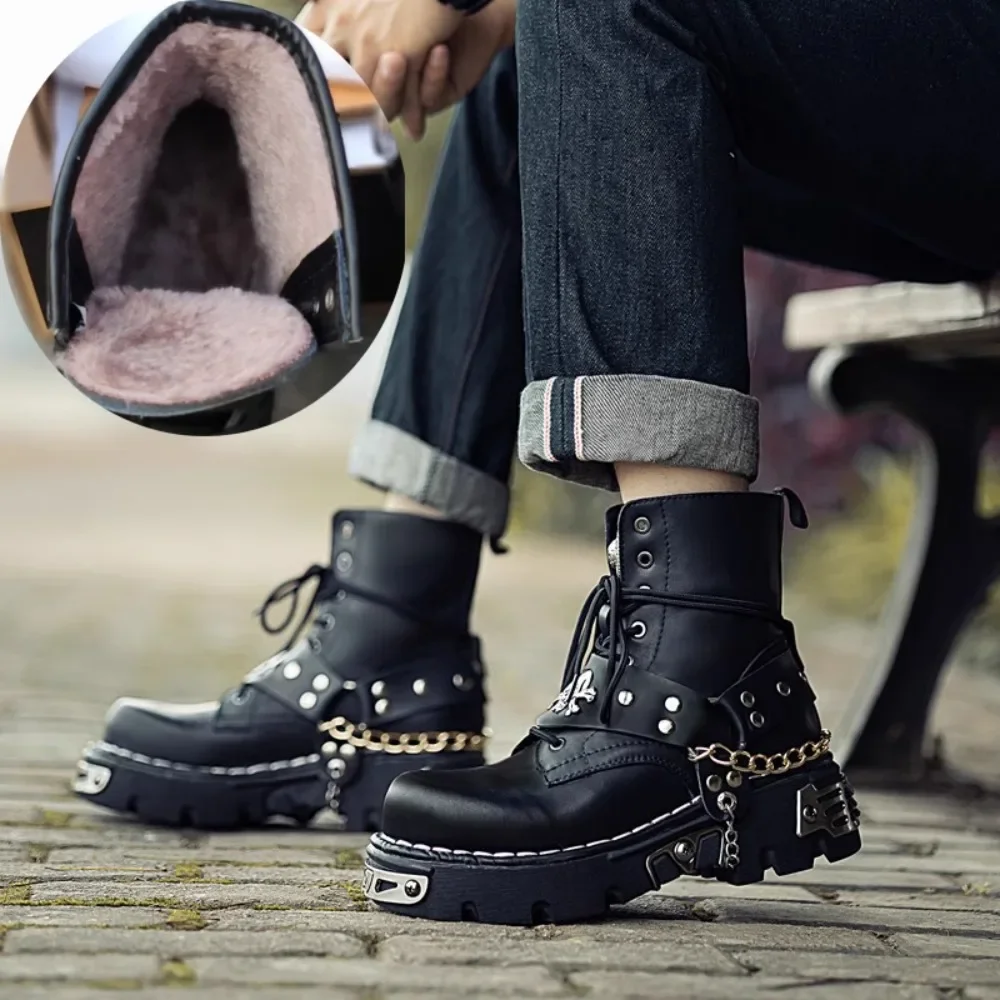 남성 패션 천연 가죽 모터사이클 부츠, 펑크 고스 해골 - Motorcycle Chain 리뷰 및 가격