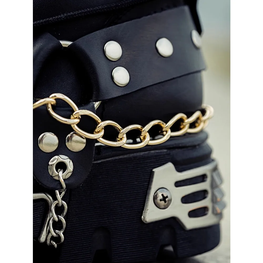 남성 패션 천연 가죽 모터사이클 부츠, 펑크 고스 해골 - Motorcycle Chain 리뷰 및 가격